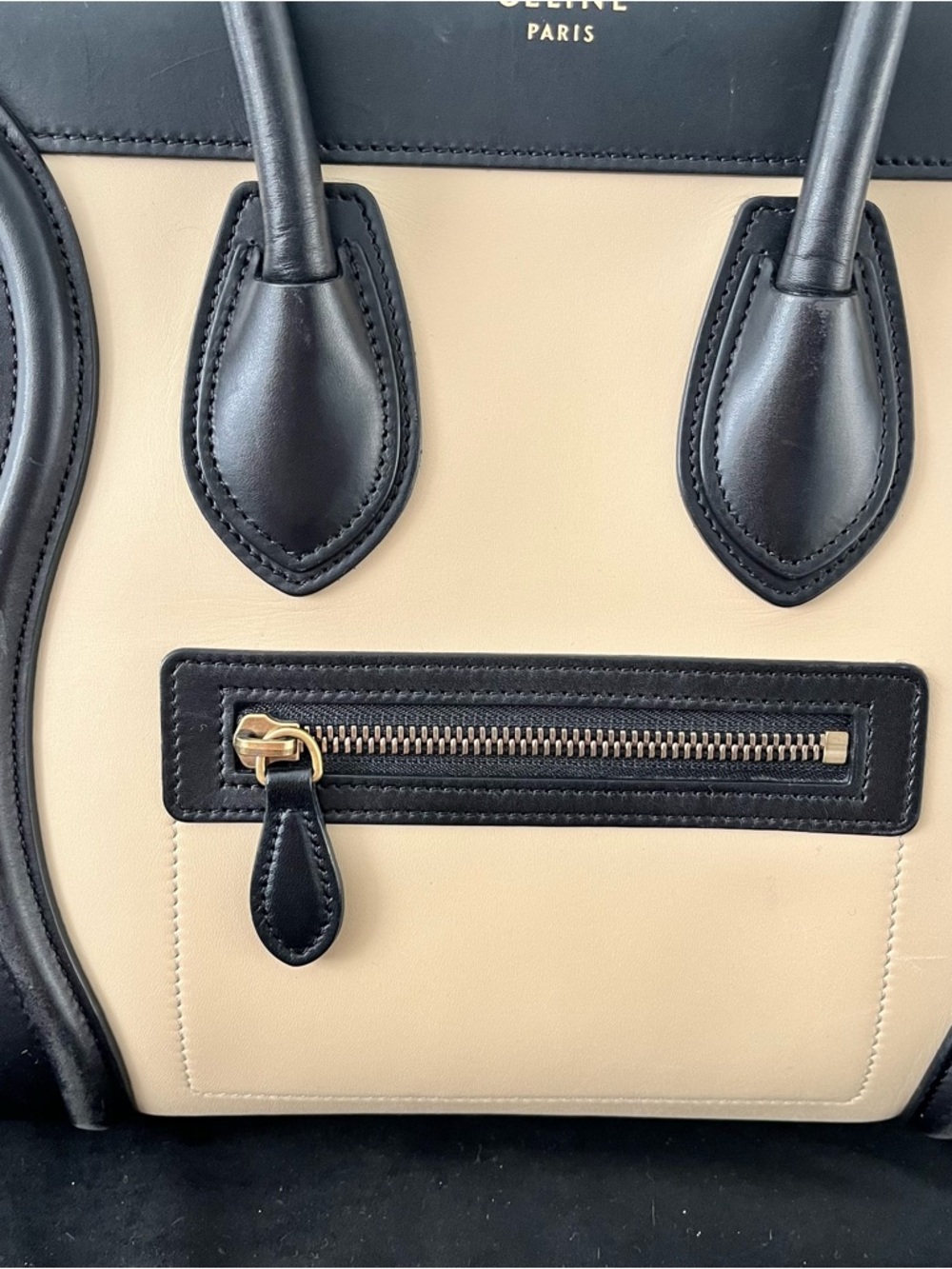 Celine Luggage Tote Tricolor Leather Micro Top Handle Handbag - Picture 3 of 11